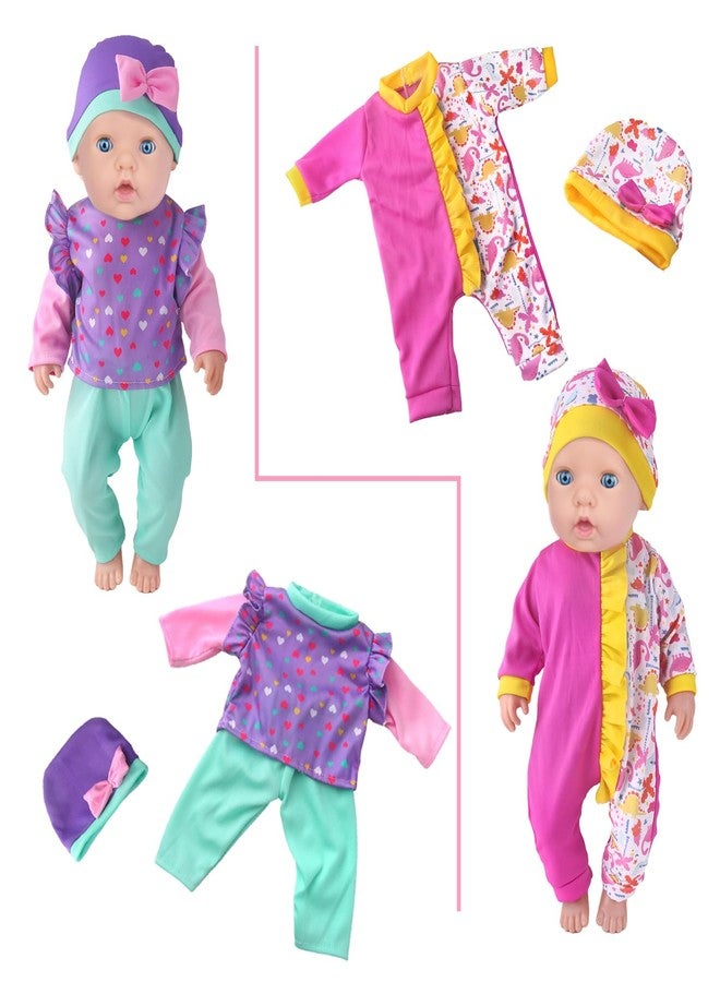 UNICORN ELEMENT 10 Sets Baby Doll Clothes for 14-18 Inch Dolls, Doll Pjs Outfits Playtime Jumpsuits Fit in 15 Inch Dolls Reborn,Total 20 Pcs Outfits and Accessories for 43cm New Born Baby Dolls - Image 5